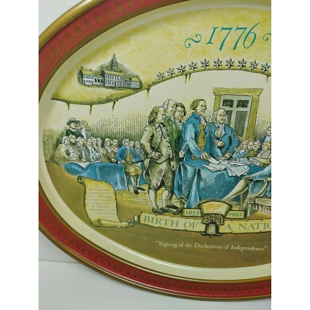 Miller Birth Of A Nation Declaration Of Independence Metal Serving Platter Tray
